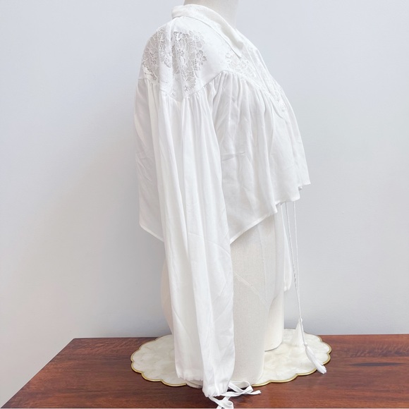 Anthropologie Cropped White Lace Open Front Shrug Romantic Top OS NWT - Picture 9 of 16